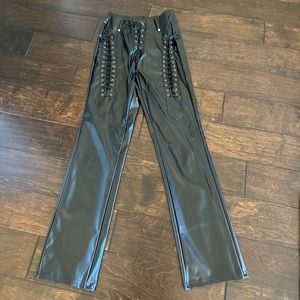 Leather Lace Up Pants